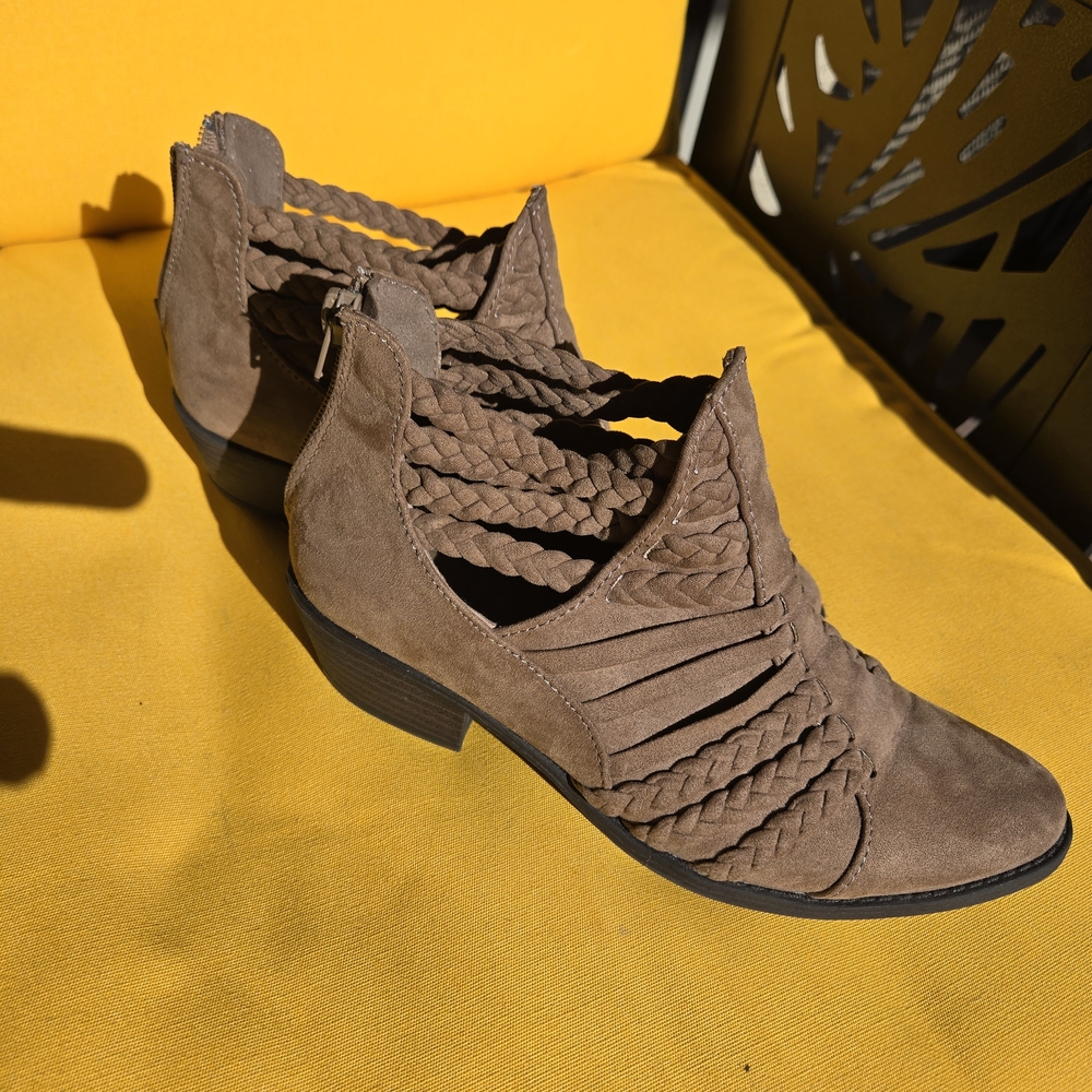 Altar'd State Braided Brown Ankle Booties